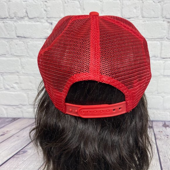 Vintage Trucker Hat Mesh Cap Snapback Red White I Love Jerusalem Graphic Print - Picture 3 of 9